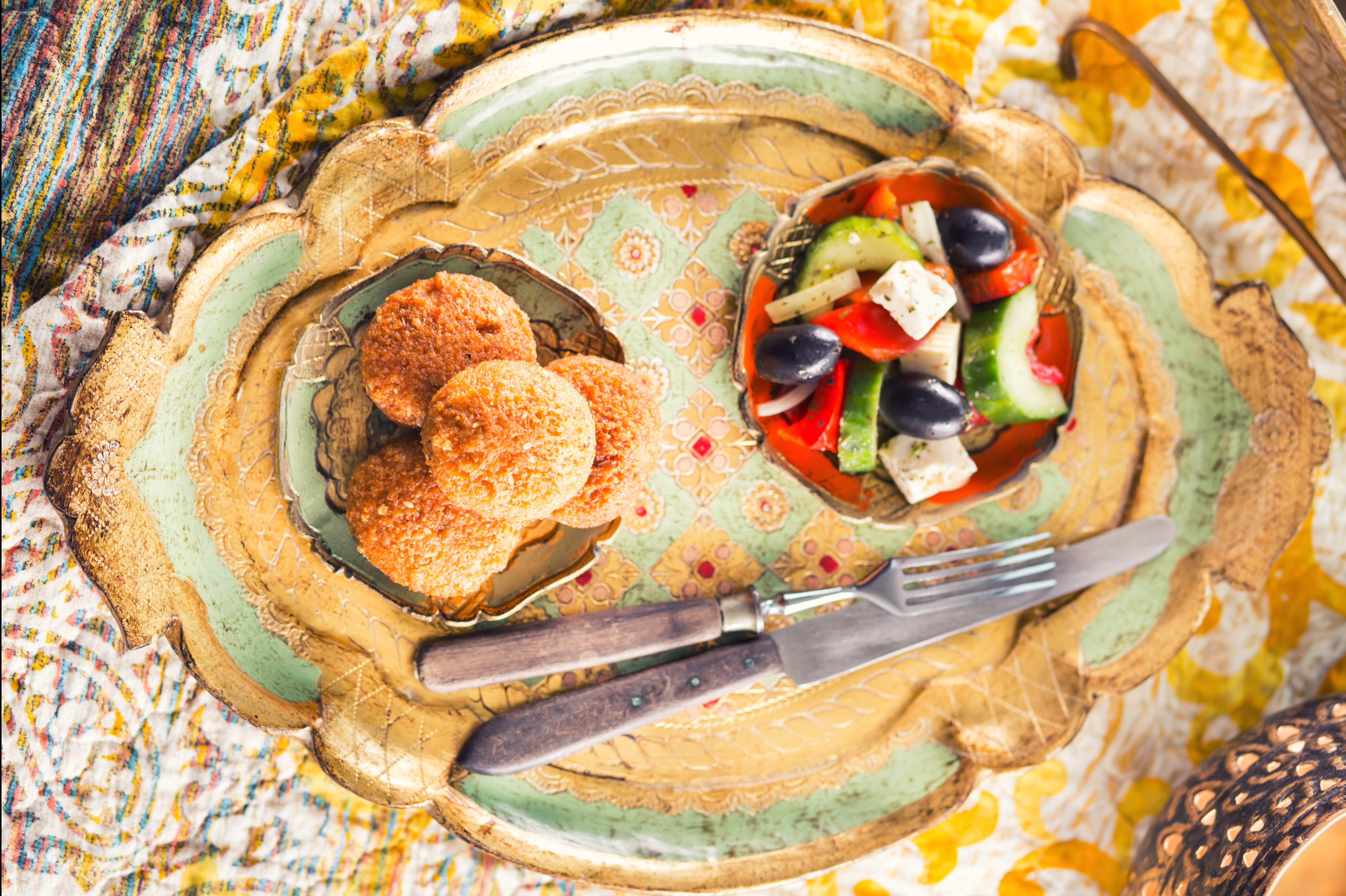 Falafel balls with salad